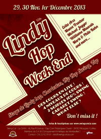 Stage Lindy Hop Week-end. Du 29 novembre au 1er décembre 2013 à Mauguio. Herault. 